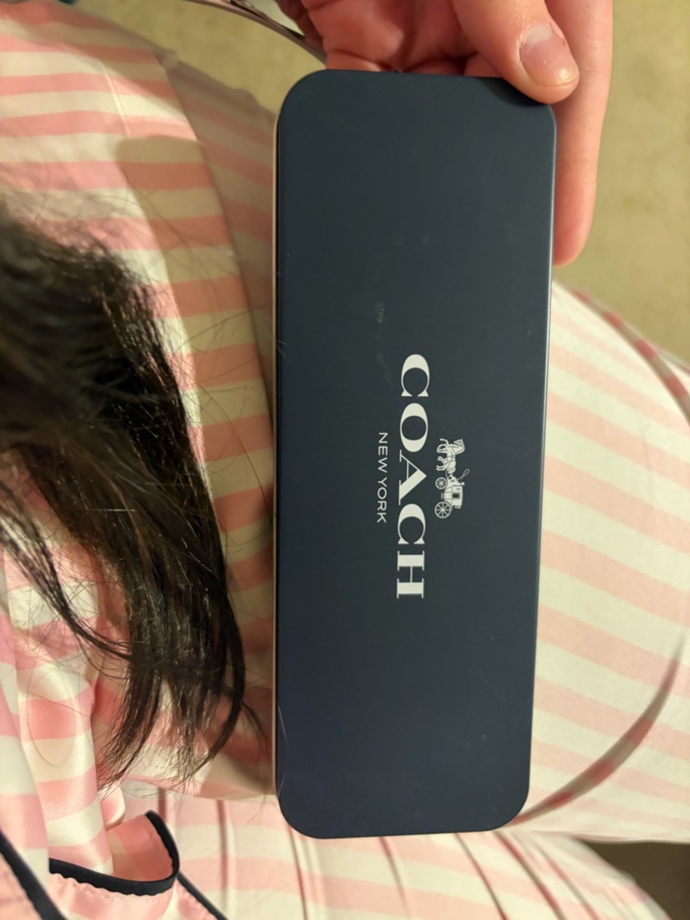 Brand new Coach Navy Blue Hard pen Case with White Logo